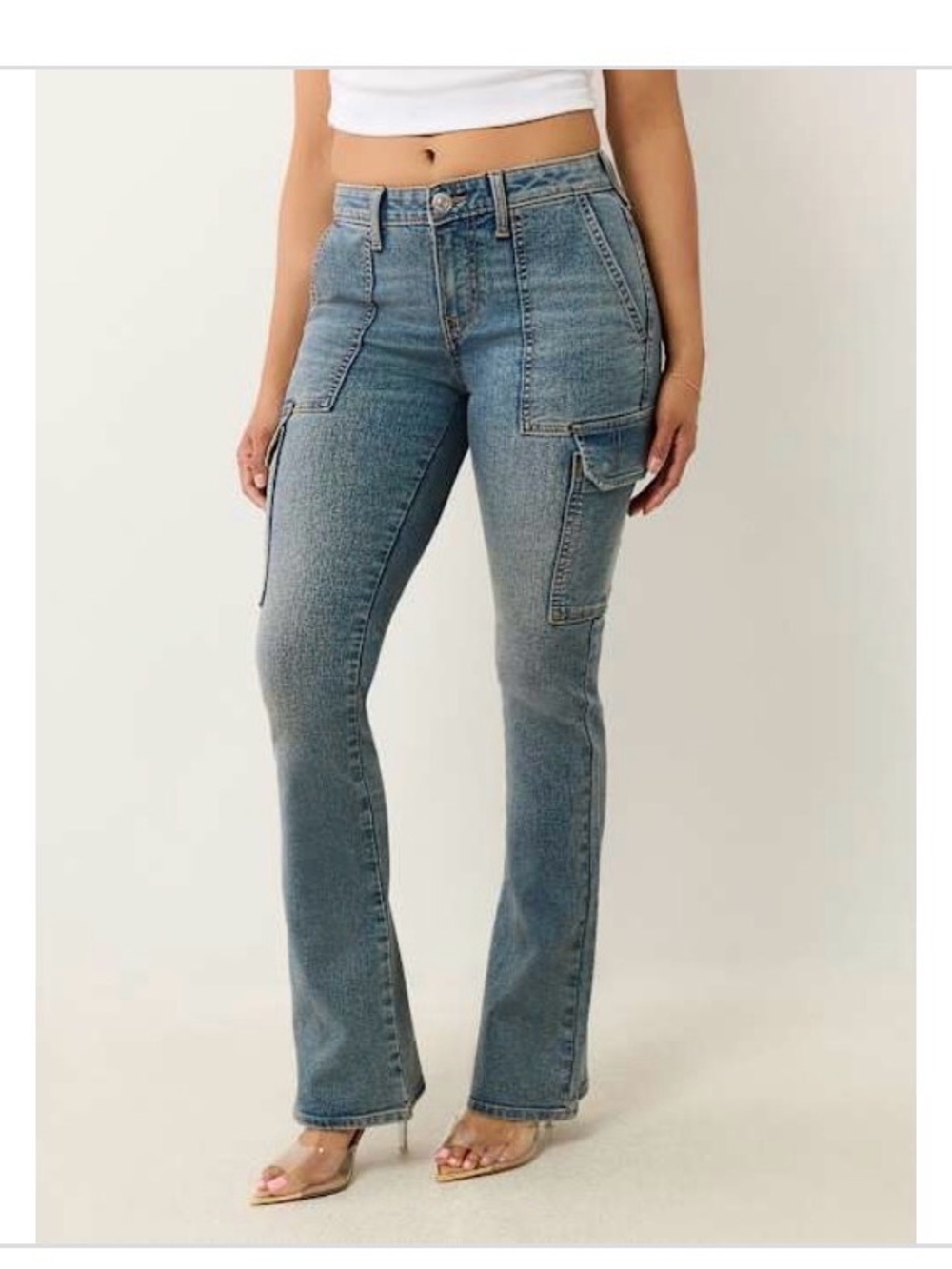 True Religion Women's Denim Cargo Bootcut Jeans